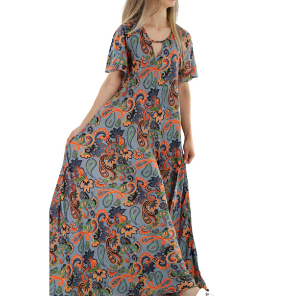 La Fiorentina Flowy Straight Structure Floral "Fiorella" Dress - Picture 3 of 4